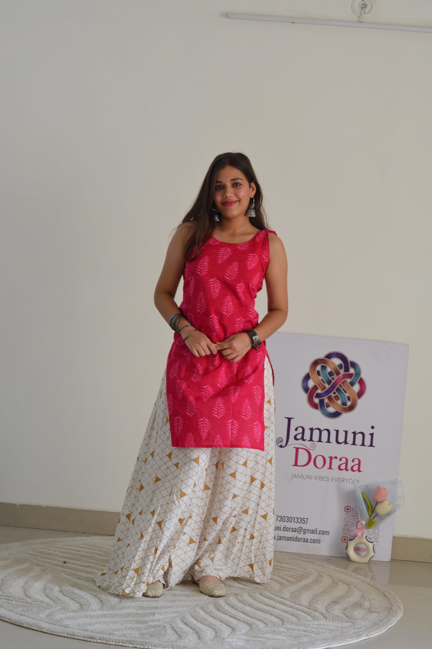 Pink Cotton Tie-Knot detail Kurti