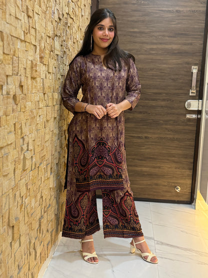 Purple printed Butter Soft Co Ord Set