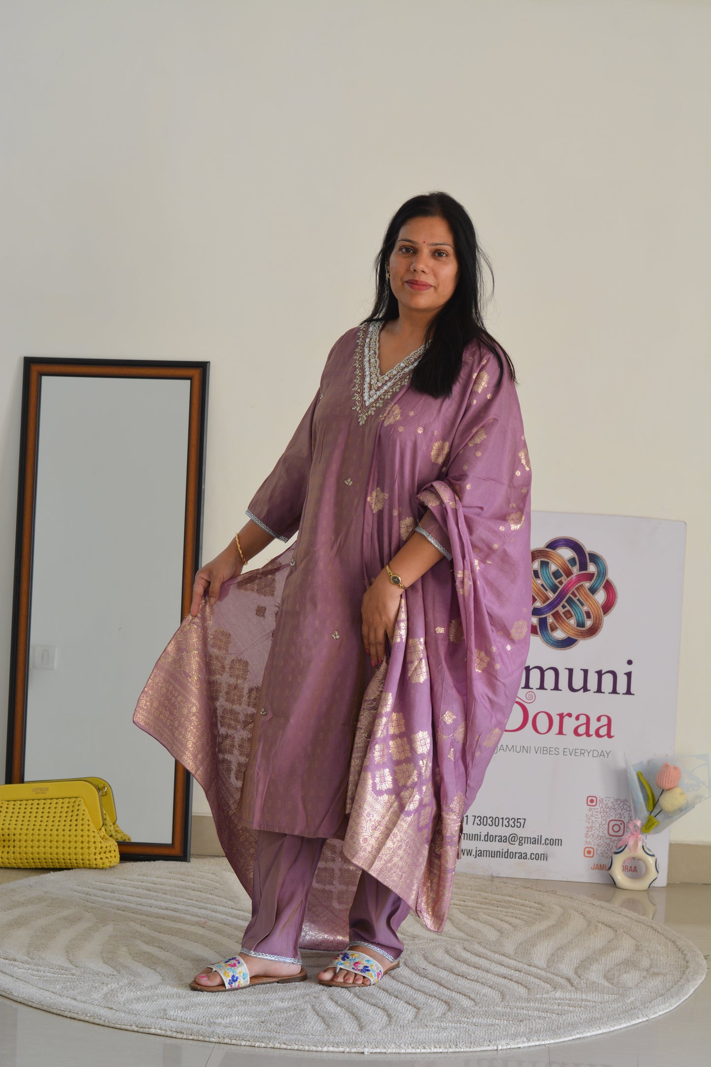 Purple Silk with Banarasi Dupatta Suit Set