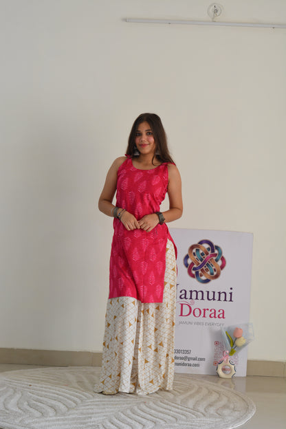 Pink Cotton Tie-Knot detail Kurti