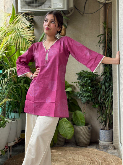 Pink and Cream Flex Cotton Co Ord Set