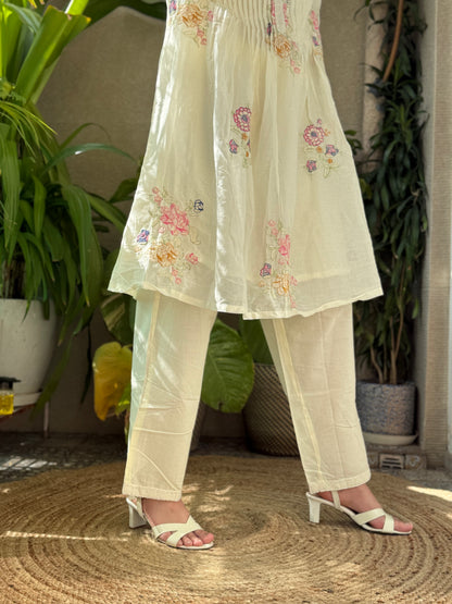 Off White Mal Cotton Embroidery Co Ord Set