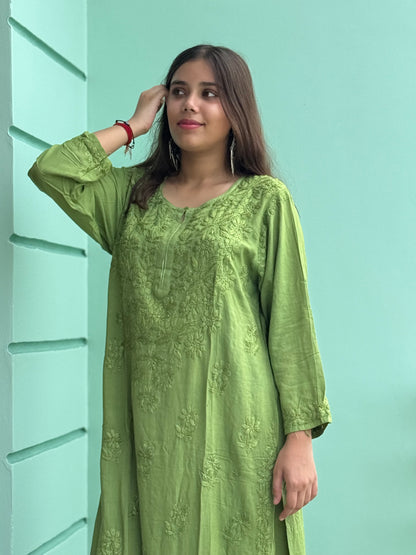 Green Chikankari Soft Co Ord Set