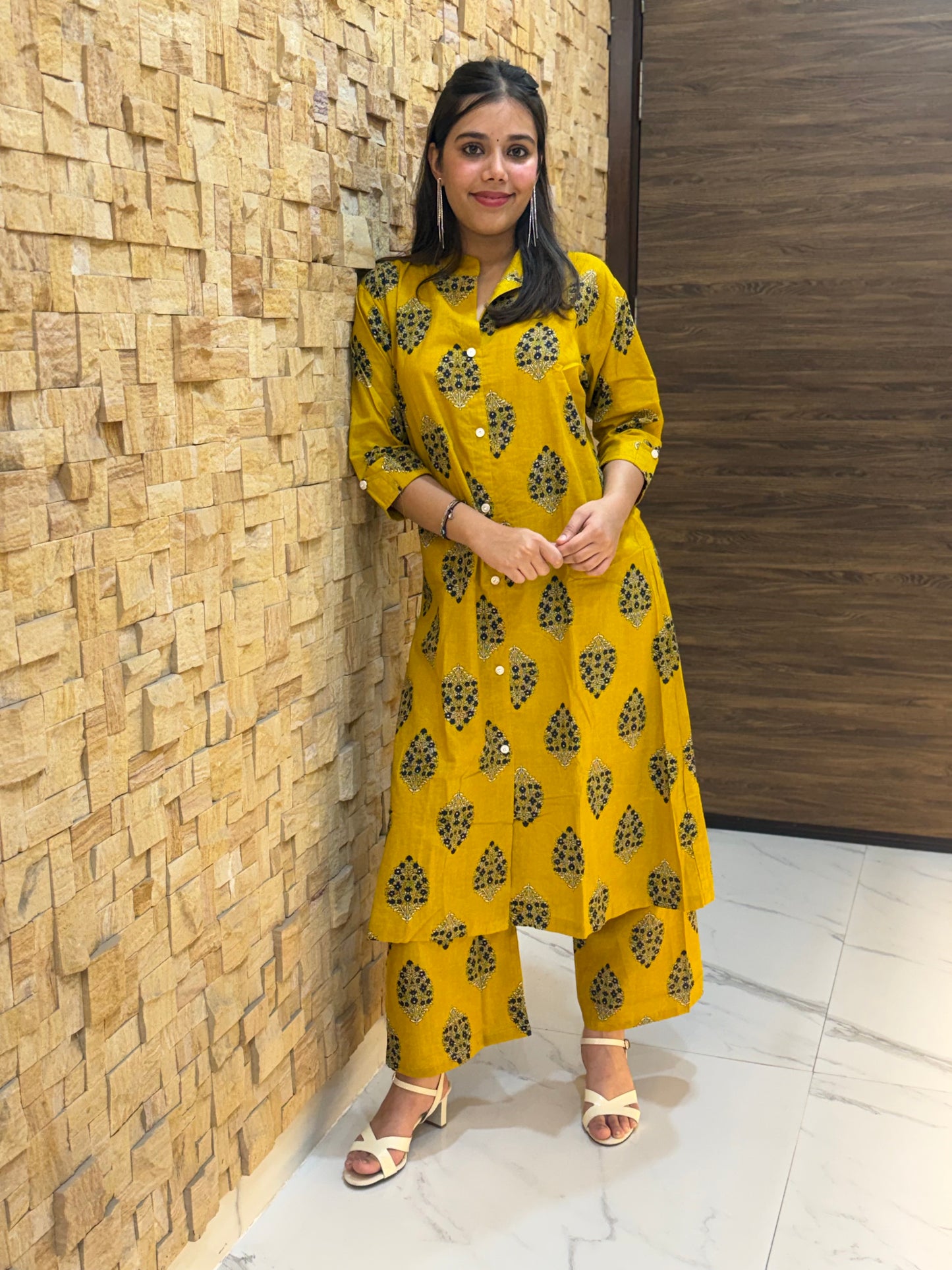Yellow Cotton Co Ord Set