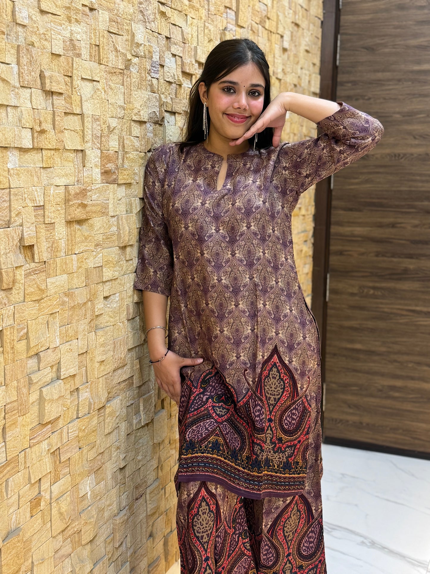 Purple printed Butter Soft Co Ord Set