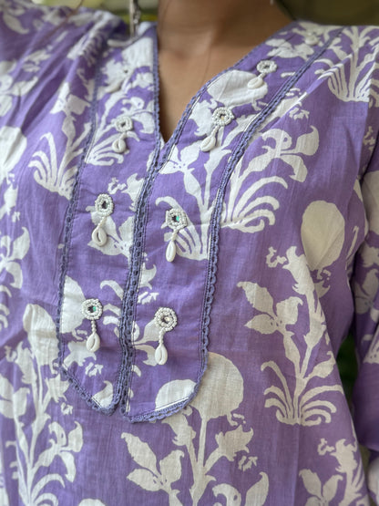 Purple Cotton Co Ord Set