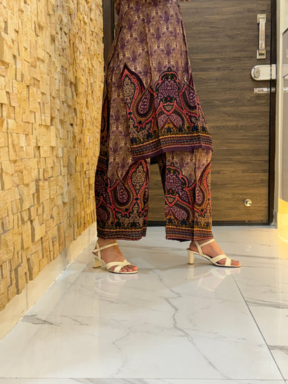 Purple printed Butter Soft Co Ord Set