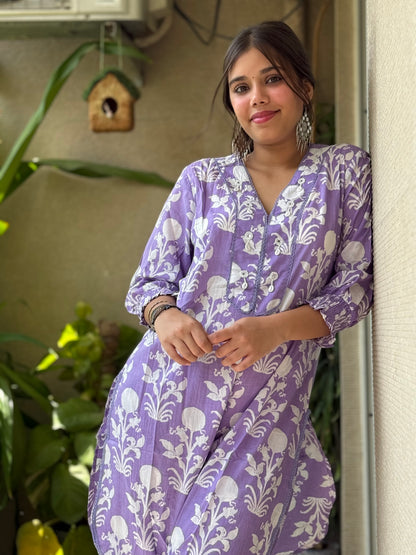 Purple Cotton Co Ord Set
