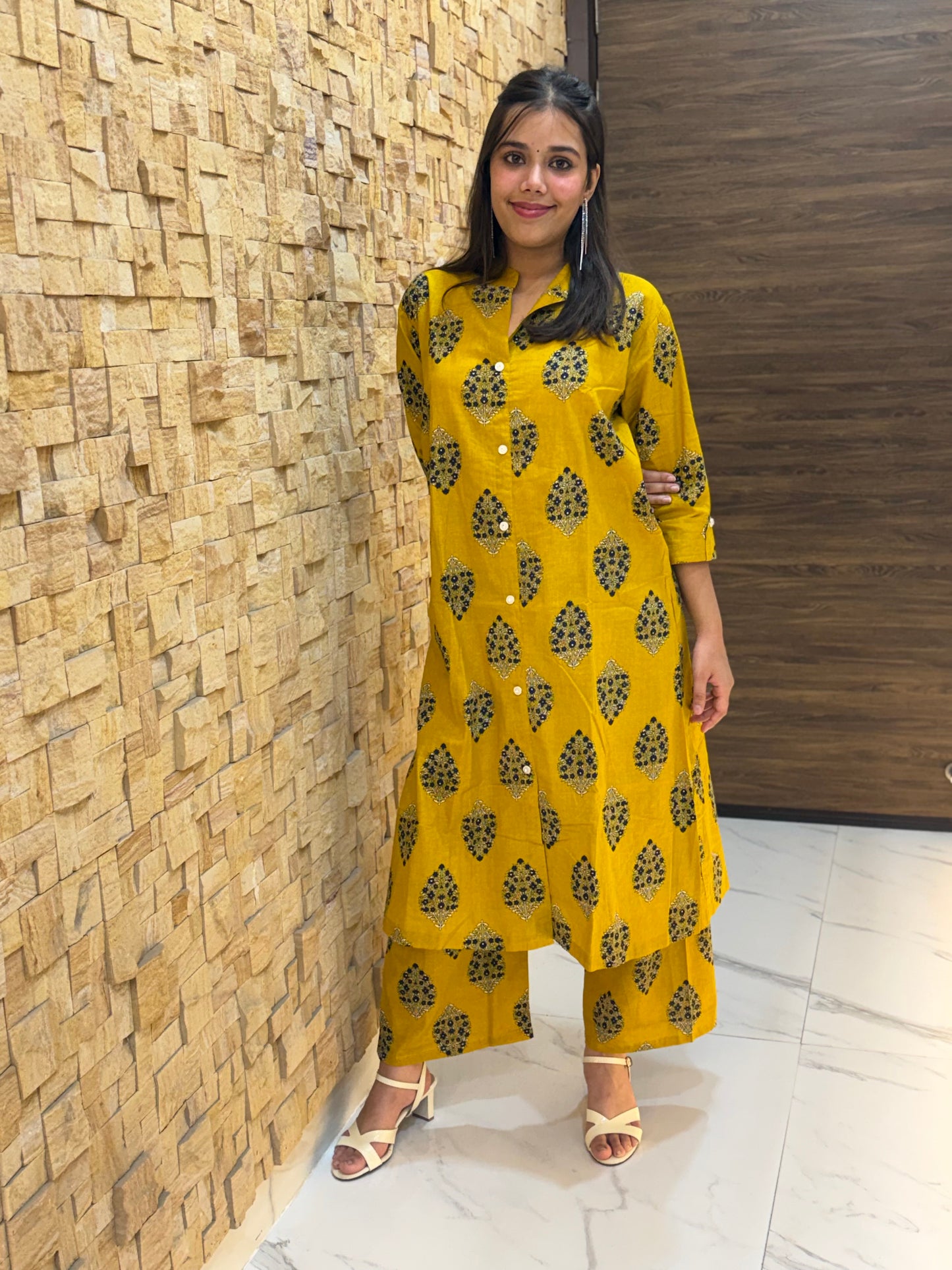 Yellow Cotton Co Ord Set