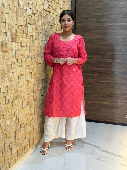 Blush Pink Cotton Chikankari Kurti