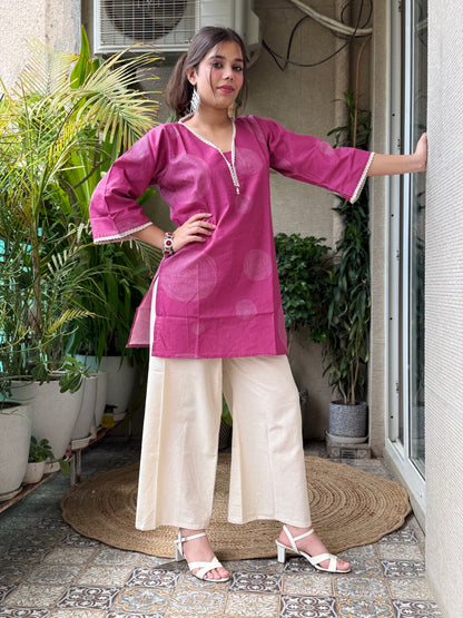 Pink and Cream Flex Cotton Co Ord Set