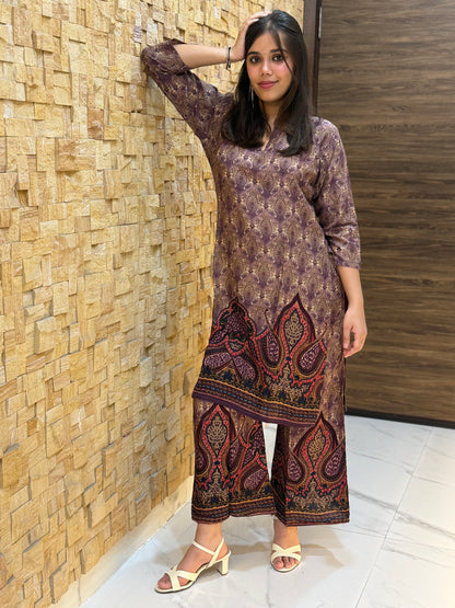 Purple printed Butter Soft Co Ord Set