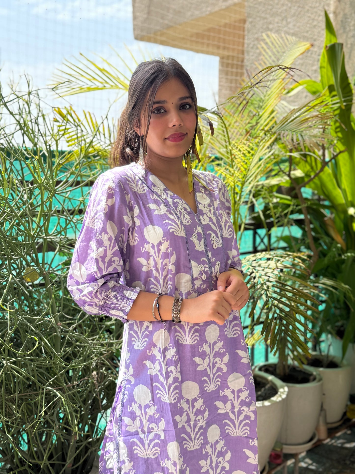 Purple Cotton Co Ord Set