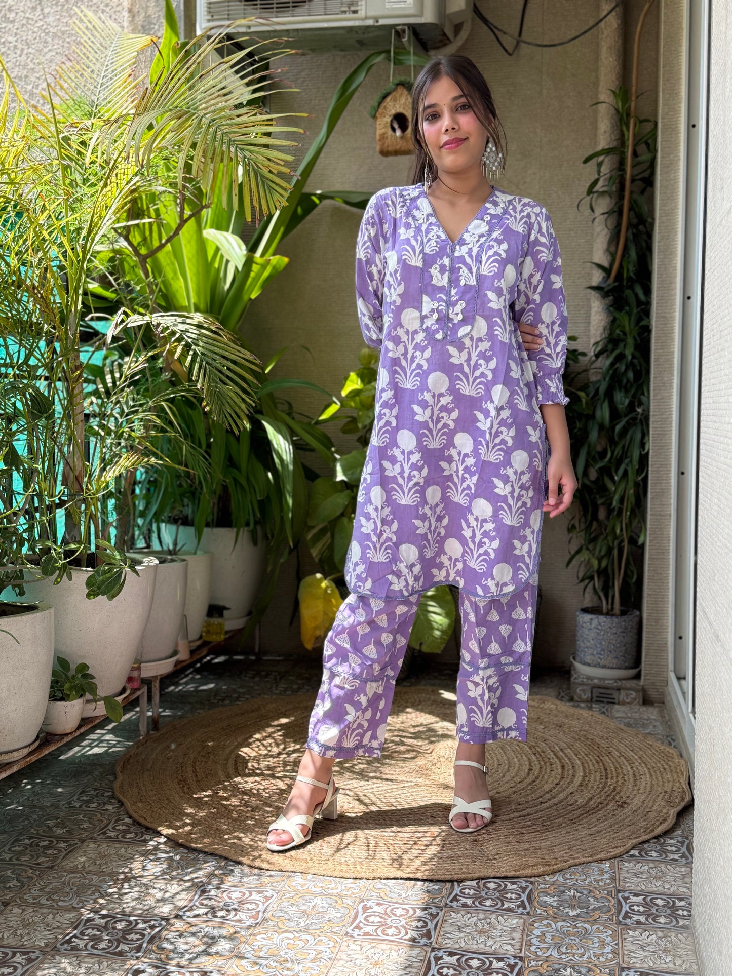 Purple Cotton Co Ord Set