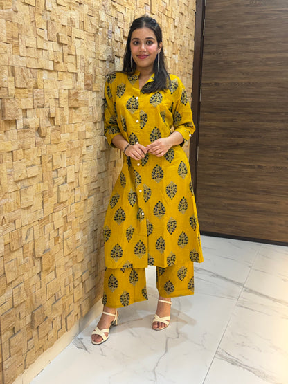 Yellow Cotton Co Ord Set