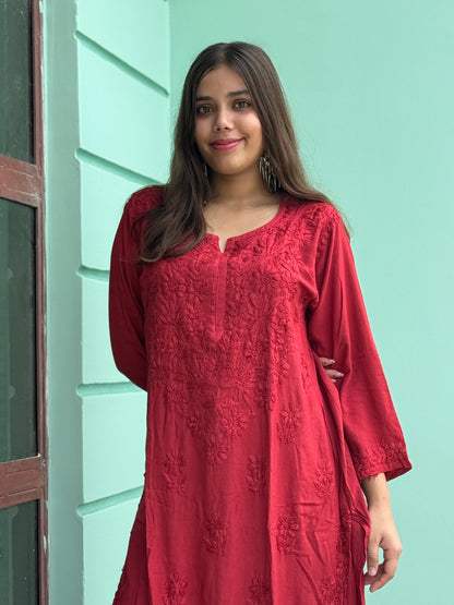Maroon Chikankari Soft Co Ord Set