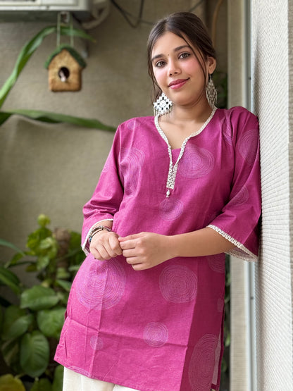 Pink and Cream Flex Cotton Co Ord Set