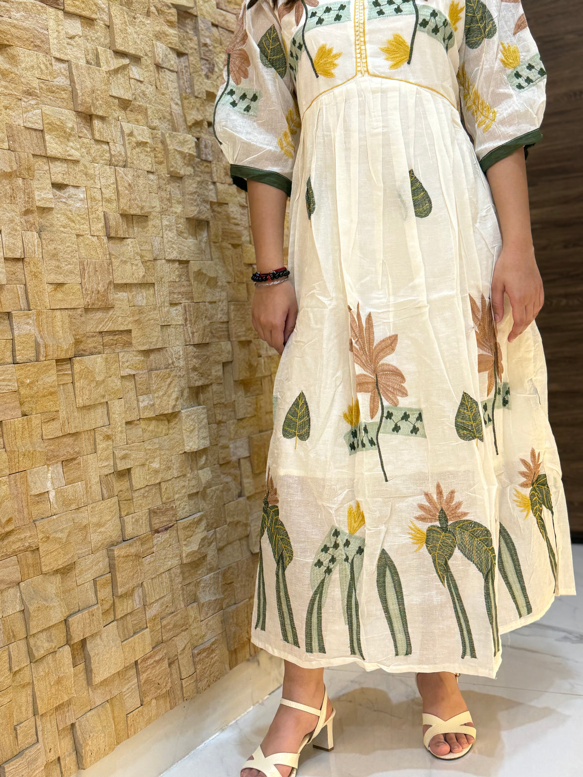 White Mal Cotton Embroidery Dress
