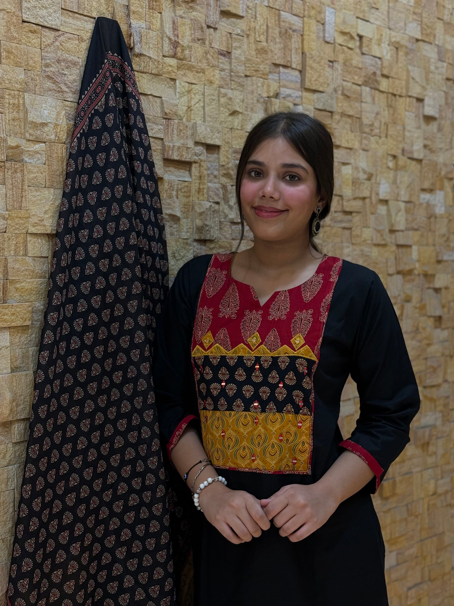 Black Ajrakh Cotton Suit Set