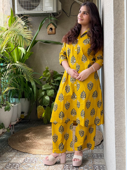 Yellow Cotton Co Ord Set
