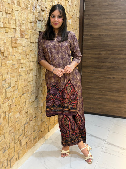 Purple printed Butter Soft Co Ord Set