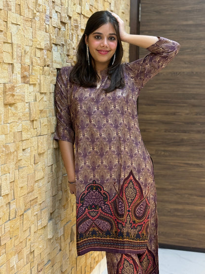 Purple printed Butter Soft Co Ord Set
