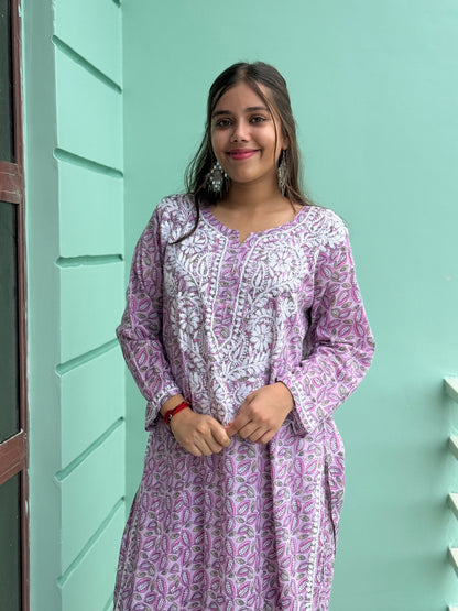 Dusty Pink Chikankari Malmal Co Ord Set