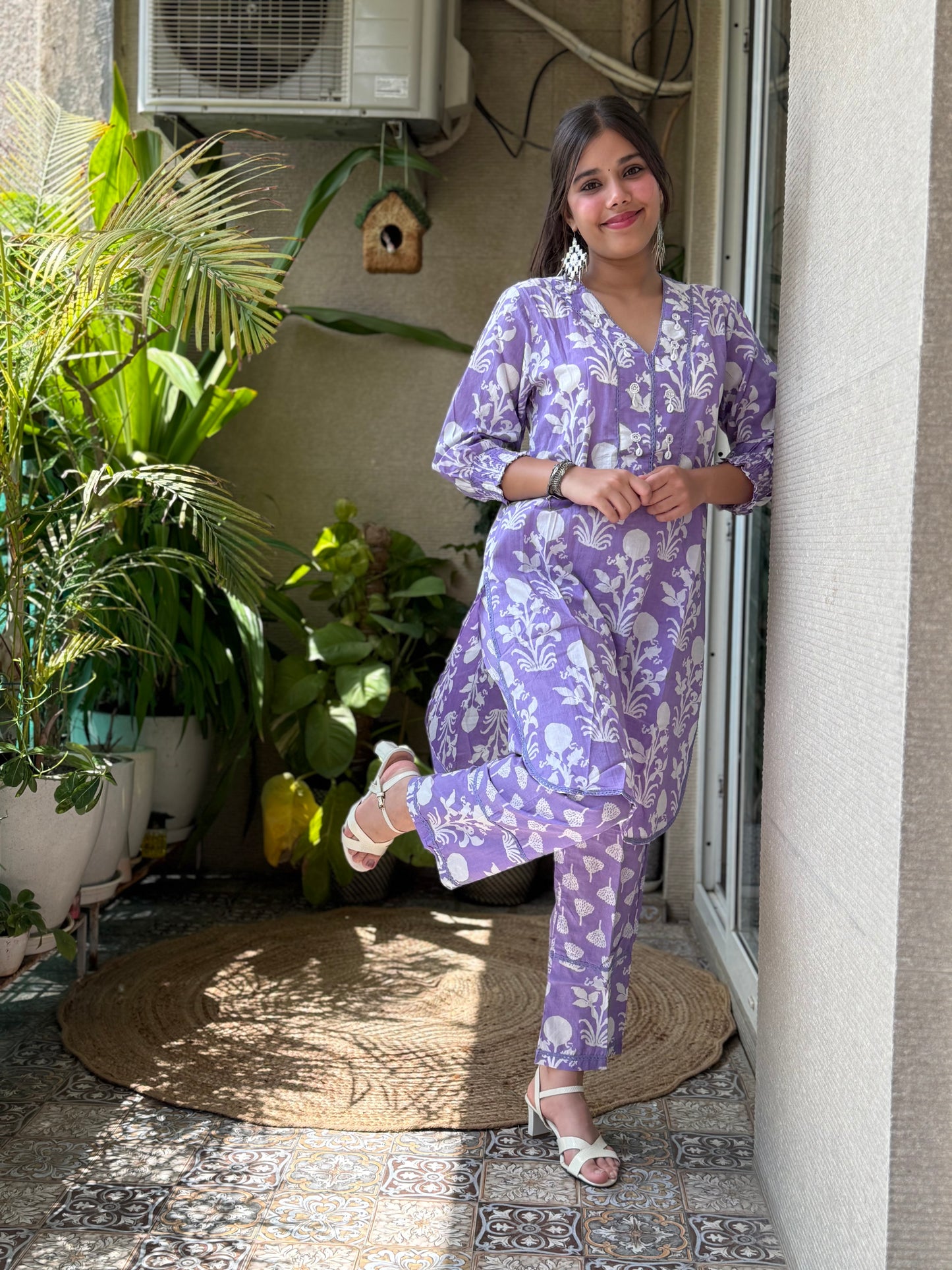 Purple Cotton Co Ord Set