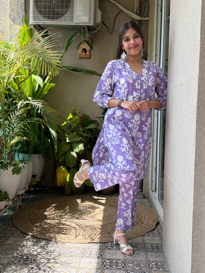 Purple Cotton Co Ord Set