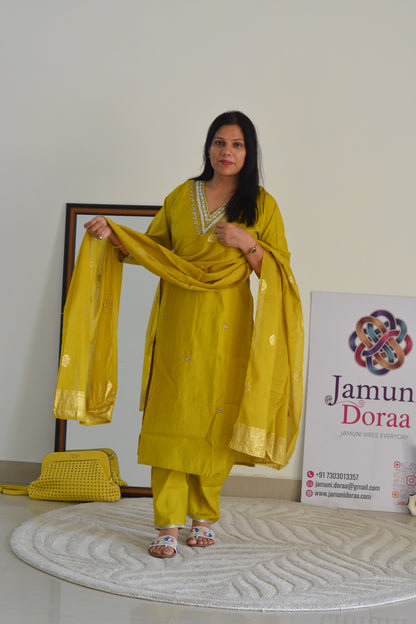 Yellow Silk with Banarasi Dupatta Suit Set