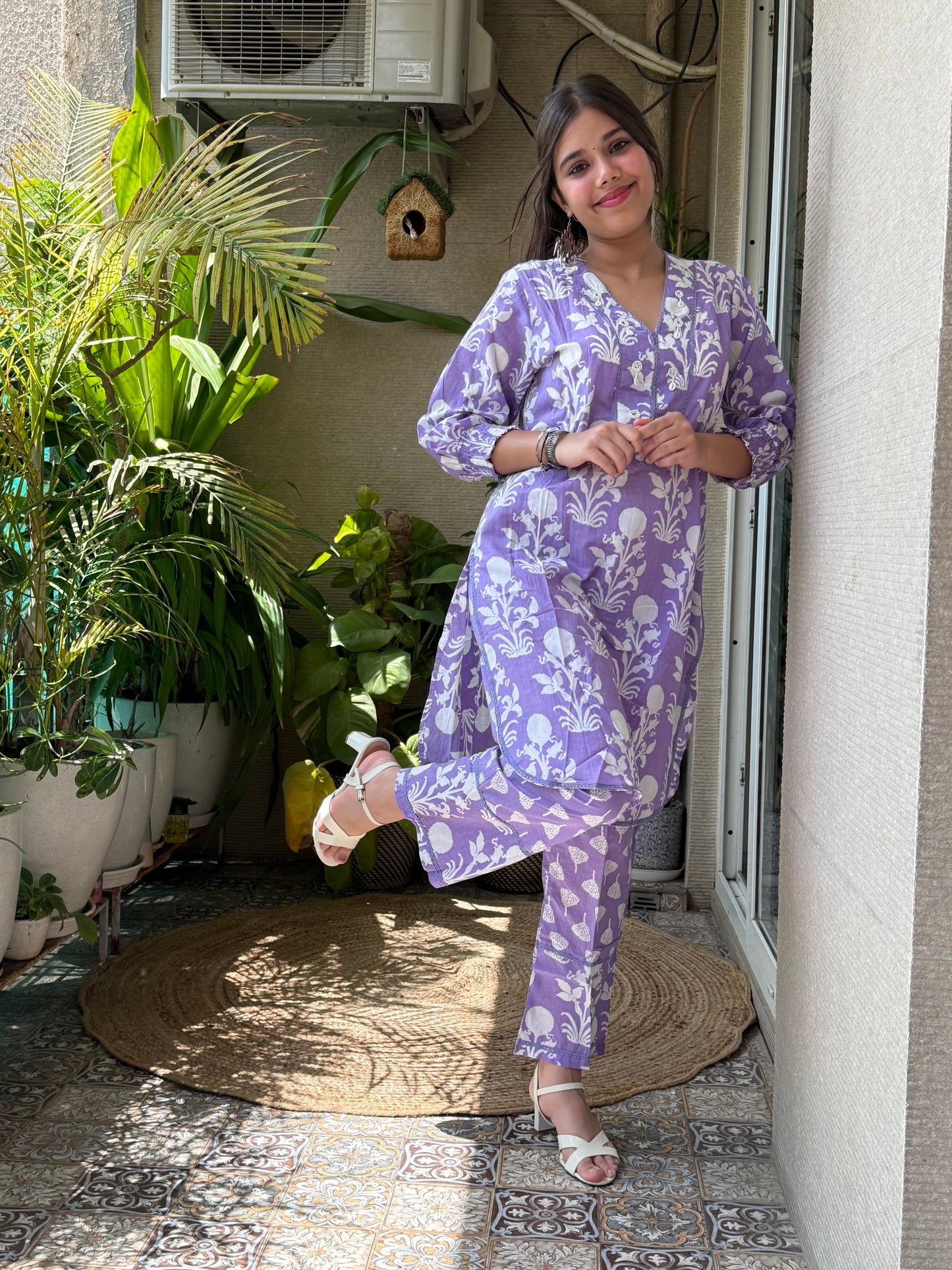 Purple Cotton Co Ord Set
