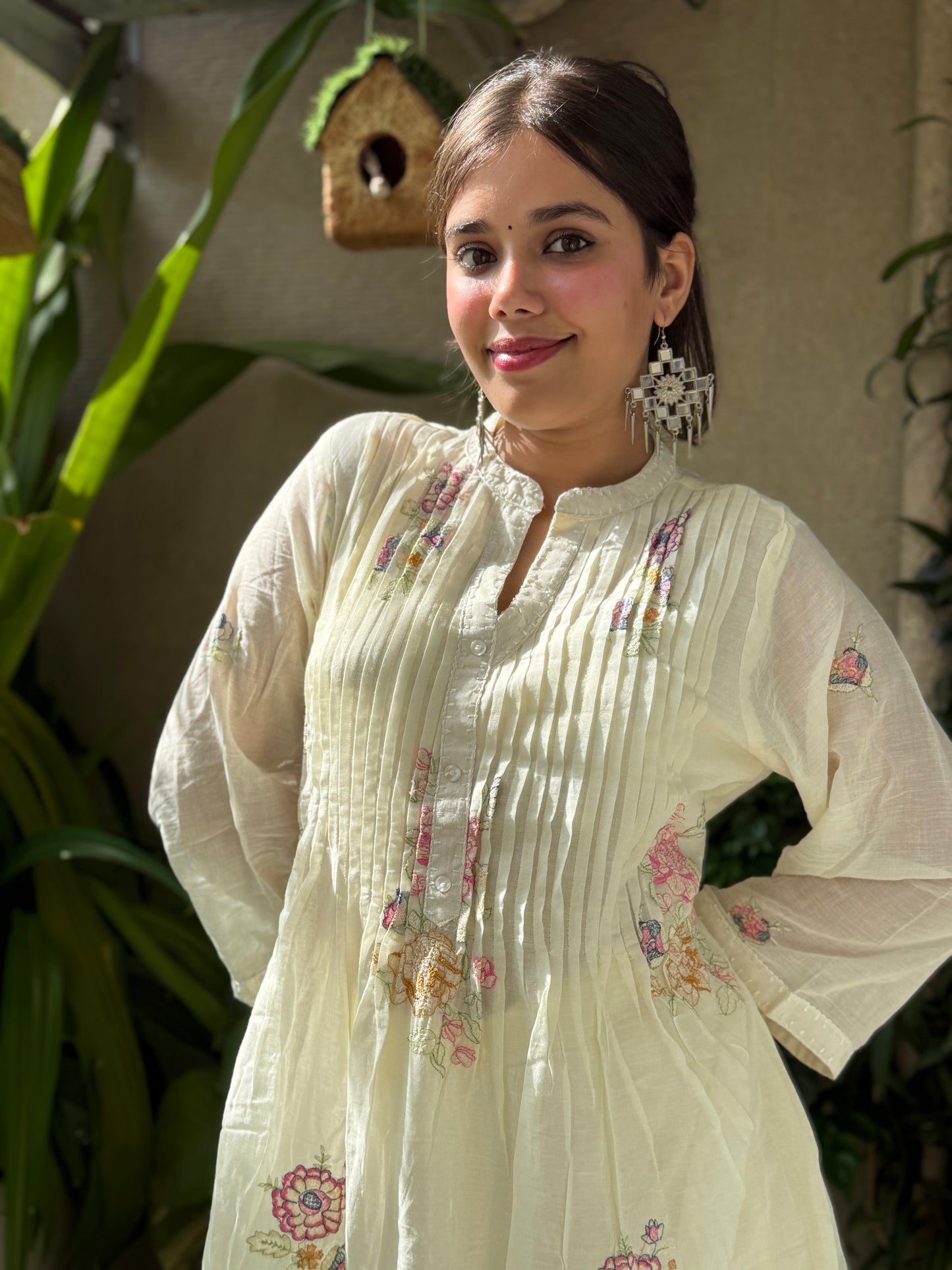 Off White Mal Cotton Embroidery Co Ord Set