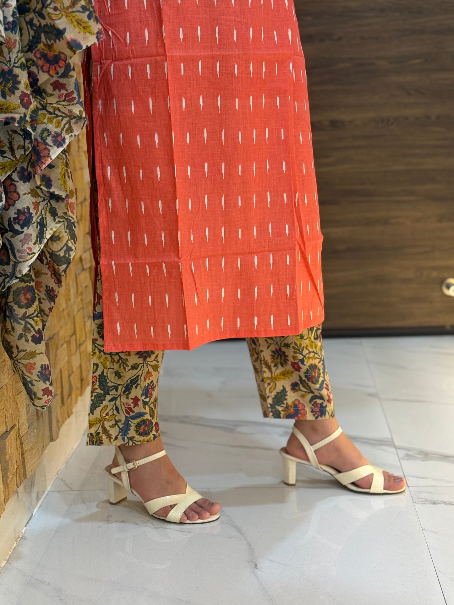 Coral Digital Print Cotton Suit Set