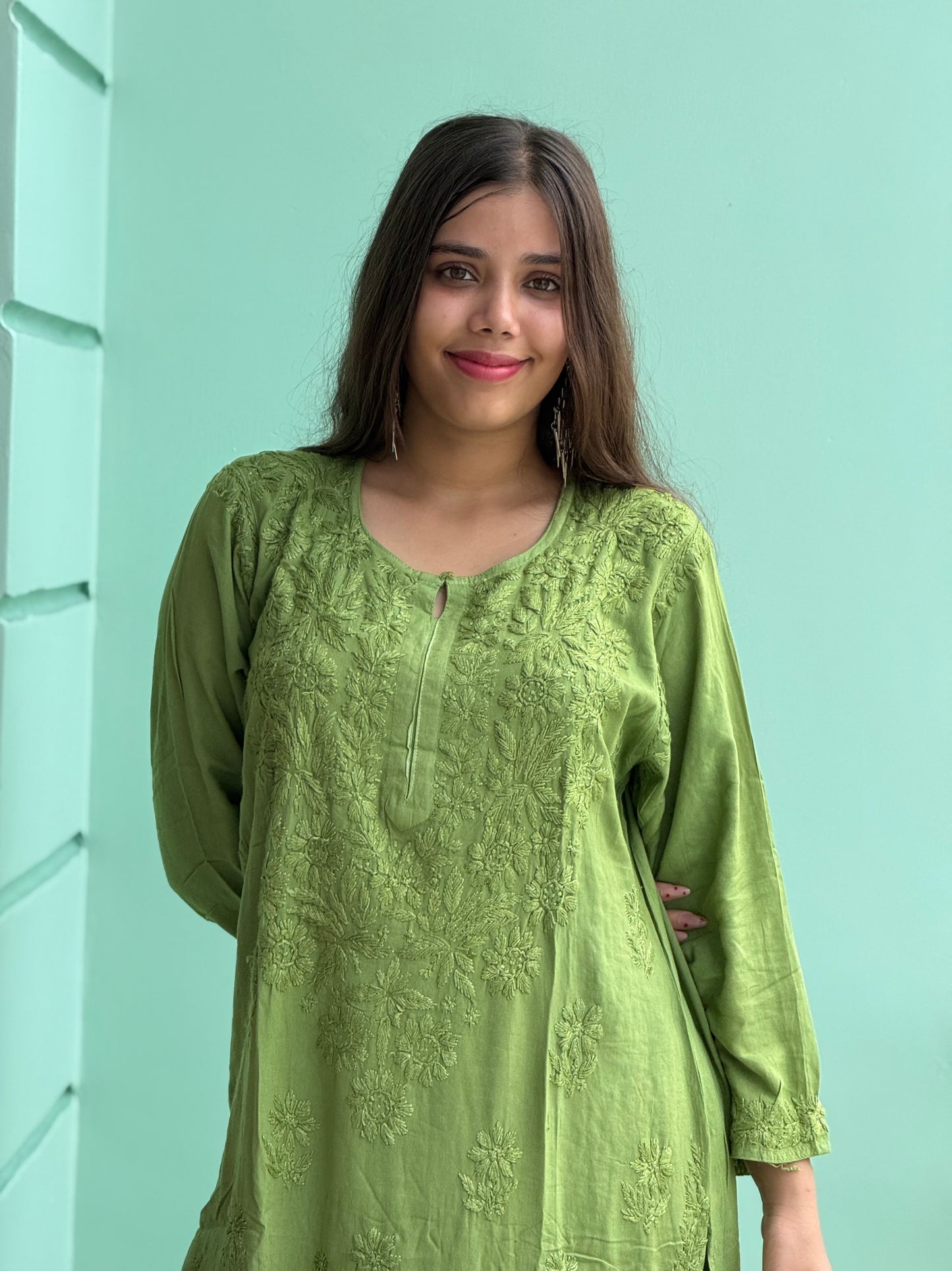 Green Chikankari Soft Co Ord Set