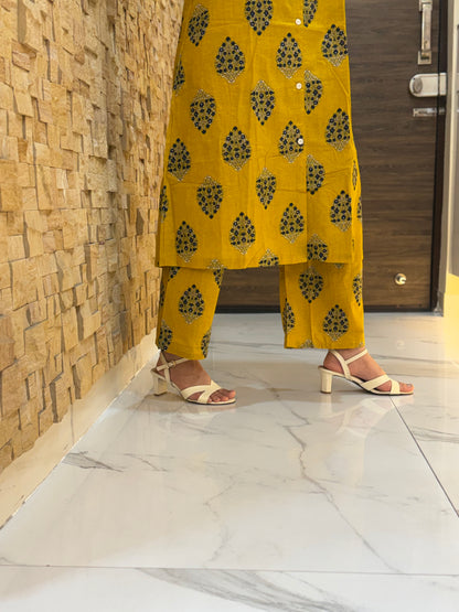 Yellow Cotton Co Ord Set