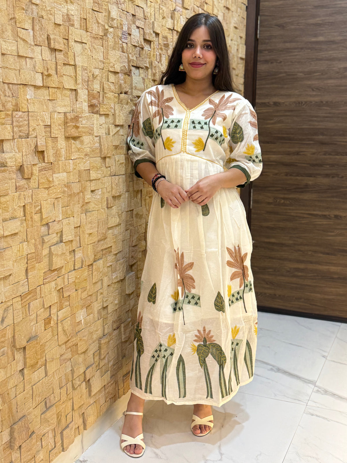 White Mal Cotton Embroidery Dress