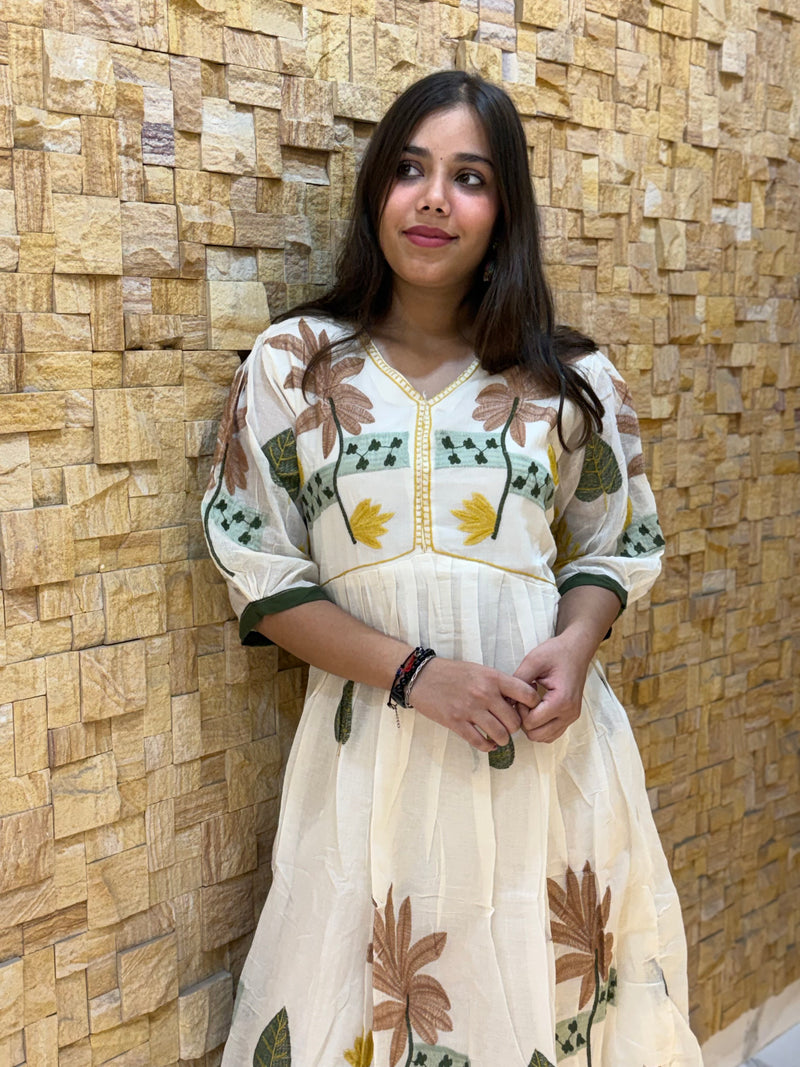 White Mal Cotton Embroidery Dress
